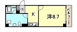 メインステージ芦屋茶屋之町 1Kの間取図画像