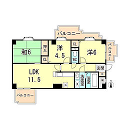 ゼフィール・芦屋 3LDKの間取図画像