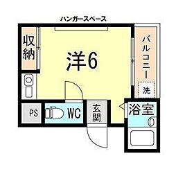 パルティールコーナン ワンルームの間取図画像