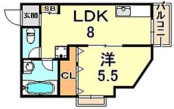 大森マンション 1LDKの間取図画像