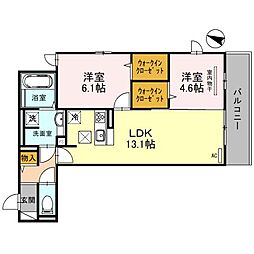 オルテンシア魚崎中町 2LDKの間取図画像