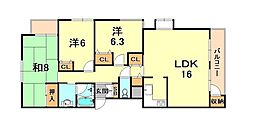 リエゾン楠丘 3LDKの間取図画像
