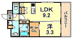 アーバネックス神戸六甲 1LDKの間取図画像