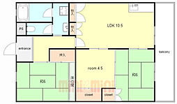 東部市場マンションC棟 3LDKの間取図画像
