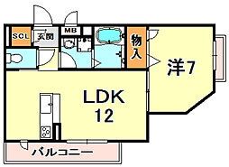 オーキッドヴィラ 1LDKの間取図画像