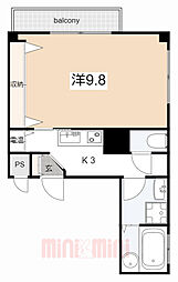 CASA岡本2丁目 1Kの間取図画像