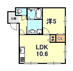 灘ハイツ 1LDKの間取図画像