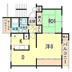 鶴甲コーポ15号館 1LDKの間取図画像