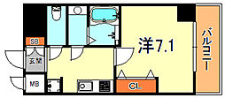 LUXE芦屋南 1Kの間取図画像