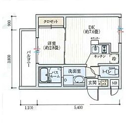 ワコーレヴィータ六甲ステージア 1DKの間取図画像
