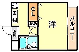ドムール・コスモス魚崎南 1Kの間取図画像