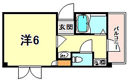 ルミナス浜芦屋 1Kの間取図画像