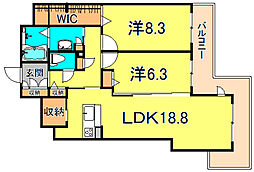 シャーメゾンガーデンズ芦屋平田町 2LDKの間取図画像