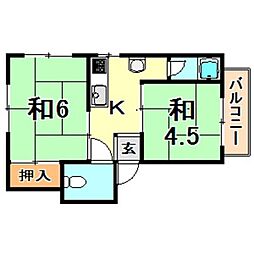新堂マンション 2Kの間取図画像