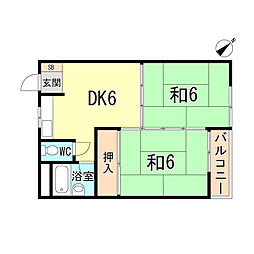 メゾン甲南 1LDKの間取図画像