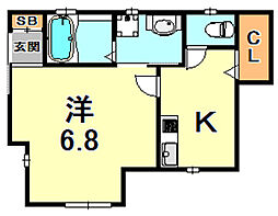 オレスコート王子2 1Kの間取図画像