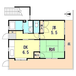 リビエール芦屋 2DKの間取図画像