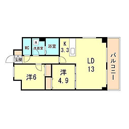 ラパン すみよし 2LDKの間取図画像