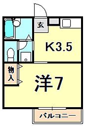 エクレール本山北町 1Kの間取図画像