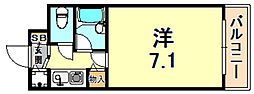 シャトラン弓木二番館 1Kの間取図画像