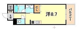 エル・セレーノ石屋川 ワンルームの間取図画像