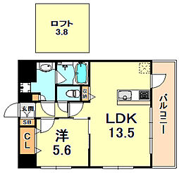 アーバネックス神戸六甲 1LDKの間取図画像