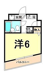 ロイヤルコート六甲桜ヶ丘 1Kの間取図画像
