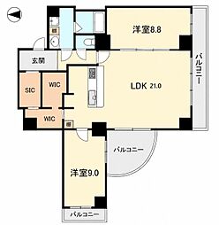 グラン・フェルティ本山 2LDKの間取図画像