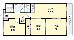 マンション住吉川 3LDKの間取図画像