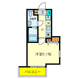 ダイドーメゾン神戸六甲 1Kの間取図画像