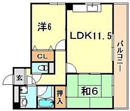 ファミリーハイツ徳井 2LDKの間取図画像