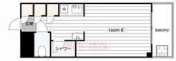 キューブ芦屋 ワンルームの間取図画像