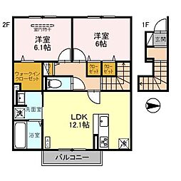 コンフォール赤坂 2LDKの間取図画像