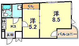 ビハーラ三谷 2Kの間取図画像