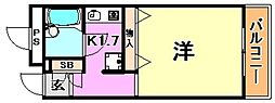 サンライズコート 1Kの間取図画像