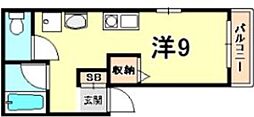 ポラリス芦屋 ワンルームの間取図画像