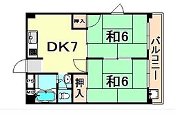 森南コーポ 2DKの間取図画像
