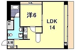 イーストコート2番街 1LDKの間取図画像