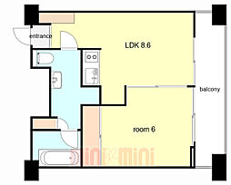 イーストコート2番街 1LDKの間取図画像