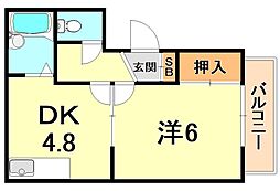 サルナートいずみ 1Kの間取図画像
