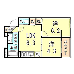 SIMO LA RESIDENCE 2DKの間取図画像