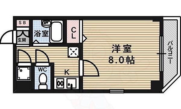 クラビス上町台 ｜大阪府大阪市中央区東平２丁目(賃貸マンション1K・5階・23.12㎡)の写真 その2