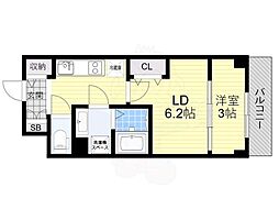 リアライズ鶴橋東2 1LDKの間取図画像
