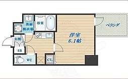 プレサンス上町台クレスト 1Kの間取図画像