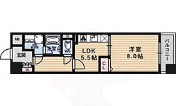 ニューシティーアパートメンツ上町台 1DKの間取図画像