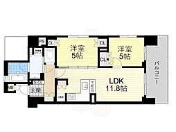 リーガル南久宝寺 2LDKの間取図画像