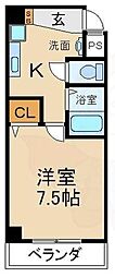 エイチ・ツー・オー東小橋2 1Kの間取図画像