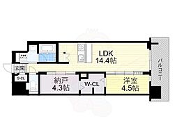 Draw上本町 1SLDKの間取図画像