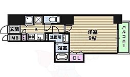 アドバンス心斎橋グランガーデン 1Kの間取図画像