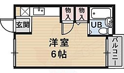 プチライフニシノ ワンルームの間取図画像